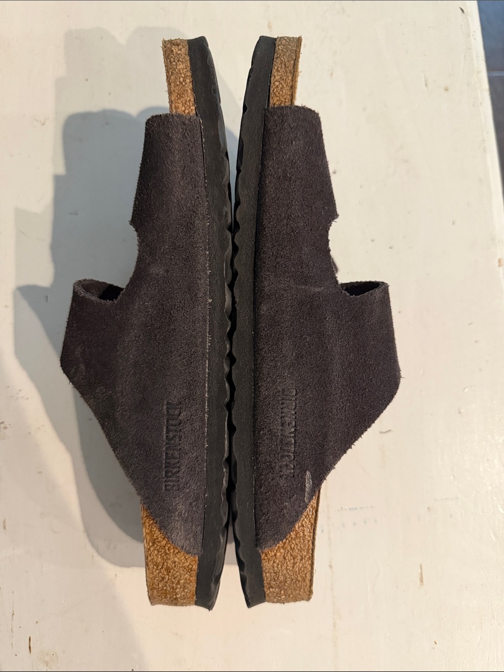 Birkenstock Two-Strap Suede Slides in Dark Brown - Picture 3 of 5